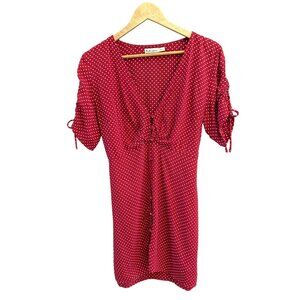 For Love of Lemons Women's Red White Polka Dot Knee Length Dress Large Preppy